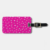 Étiquette À Bagage Pois magenta (Devant horizontal)