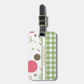 Étiquette À Bagage Pois mignon à la mode de guingan avec le nom (Devant Vertical)
