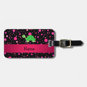 Étiquette À Bagage Pois nommé personnalisé de rose de tortue