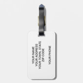 ÉTIQUETTE À BAGAGE POIS POURPRE DE MOUSTACHE DE PARTIES SCINTILLANTES (Dos Vertical)