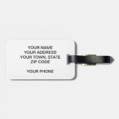 ÉTIQUETTE À BAGAGE POIS POURPRE DE MOUSTACHE DE PARTIES SCINTILLANTES (Dos horizontal)