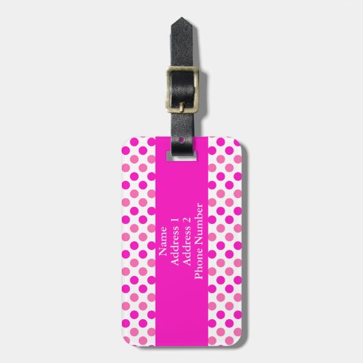 Étiquette À Bagage Pois rose (Devant Vertical)