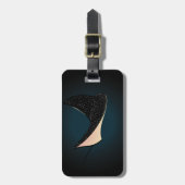 Étiquette À Bagage Poisson à raies marines tachetées en bleu profond (Devant Vertical)