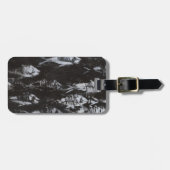 Étiquette À Bagage Poisson blanc fossile sur Arrière - plan noir (Devant horizontal)