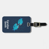 Étiquette À Bagage Poisson de Piranha bleu Gossiping (Devant horizontal)