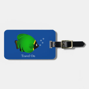 Étiquette À Bagage Poisson doré vert Personnalisé