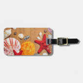 Étiquette À Bagage Poisson étoilé et coquillages sur la plage (Devant horizontal)