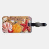 Étiquette À Bagage Poisson étoilé et coquillages sur la plage (Dos horizontal)