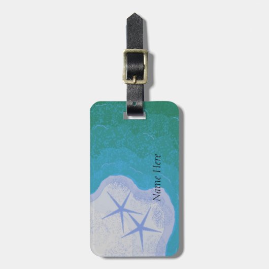 Étiquette À Bagage Poisson étoilé et océan (Devant Vertical)