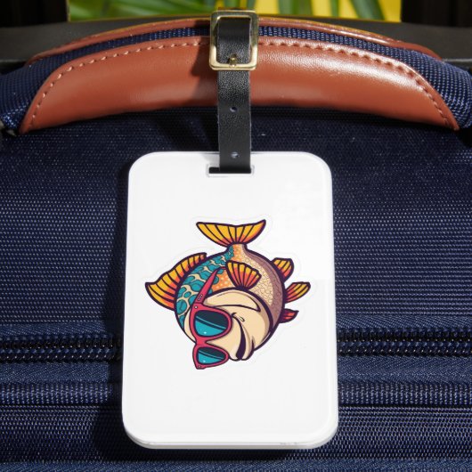 Étiquette À Bagage Poisson Funky avec Lunettes de Soleil (Insitu Rectoal 2)