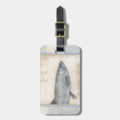 Étiquette À Bagage Poisson gris sur Arrière - plan beige (Devant Vertical)