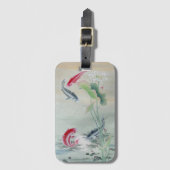 Étiquette À Bagage Poisson Koi avec Lotus (Devant Vertical)