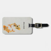 Étiquette À Bagage Poisson Koi Or élégant (Devant horizontal)