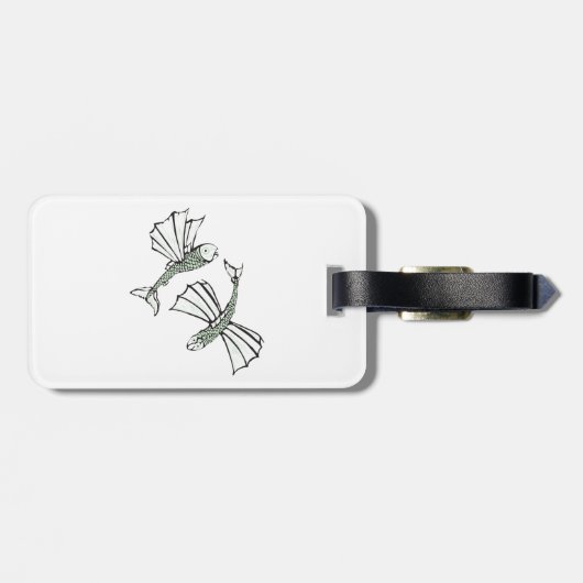 Étiquette À Bagage Poisson volant Main Tirée Océan Créature (Dos horizontal)