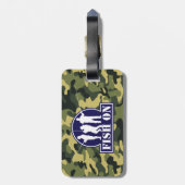 Étiquette À Bagage "Poissons bleus sur" le logo de pêche sur le (Dos Vertical)