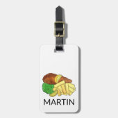 Étiquette À Bagage Poissons et chips Pois moisis British Pub Fare UK  (Devant Vertical)