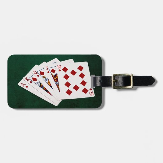 Étiquette À Bagage Poker Hands - Brosse Royale - Costume Diamants (Devant horizontal)