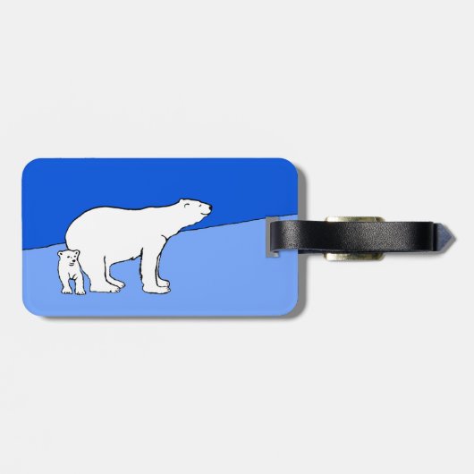 Étiquette À Bagage Polar Bear Mom and Cub Peinture - Wildlife Art (Dos horizontal)