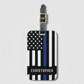 Étiquette À Bagage Police de la ligne bleue mince (Devant Vertical)