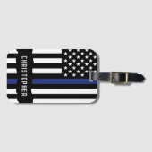 Étiquette À Bagage Police de la ligne bleue mince (Devant Horizontal)