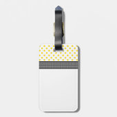 Étiquette À Bagage Polka de tournesol En vichy jaune noir blanc (Dos Vertical)