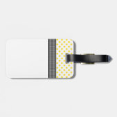Étiquette À Bagage Polka de tournesol En vichy jaune noir blanc (Dos horizontal)