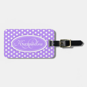 Étiquette À Bagage Polka dot motif nommé étiquette de bagage violet
