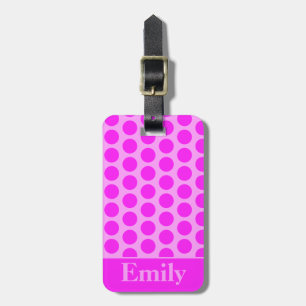 Étiquette À Bagage Polka rose Monogramme