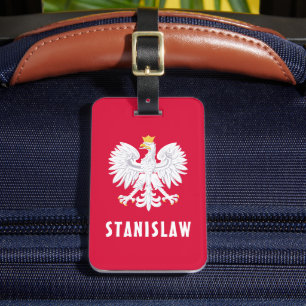 Étiquette À Bagage Pologne Polonais Aigle Rouge Blanc Polska Nom pers