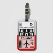 Étiquette À Bagage Pologne Varsovie Code Aéroport WAW (Devant Vertical)