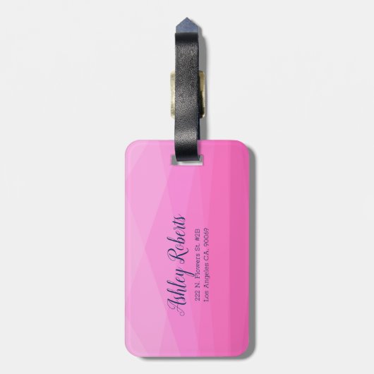 Étiquette À Bagage Polygone rose (Dos Vertical)