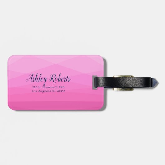 Étiquette À Bagage Polygone rose (Dos horizontal)