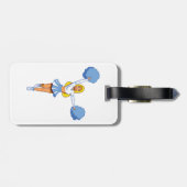 Étiquette À Bagage Pom-pom girl Avec Pom Pom Bleu (Dos horizontal)