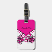 Étiquette À Bagage Pom-pom girl en rose, blanc et noir (Devant Vertical)