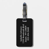 Étiquette À Bagage Pom-pom girl en rouge foncé, noir et blanc (Dos Vertical)