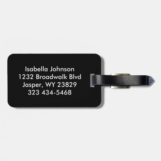 Étiquette À Bagage Pom-pom girl en rouge foncé, noir et blanc (Dos horizontal)