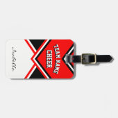 Étiquette À Bagage Pom-pom girl en rouge, noir et blanc (Devant horizontal)