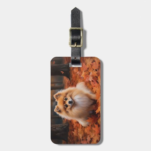 Étiquette À Bagage Poméranie en automne Feuilles Automne Inspire (Devant Vertical)