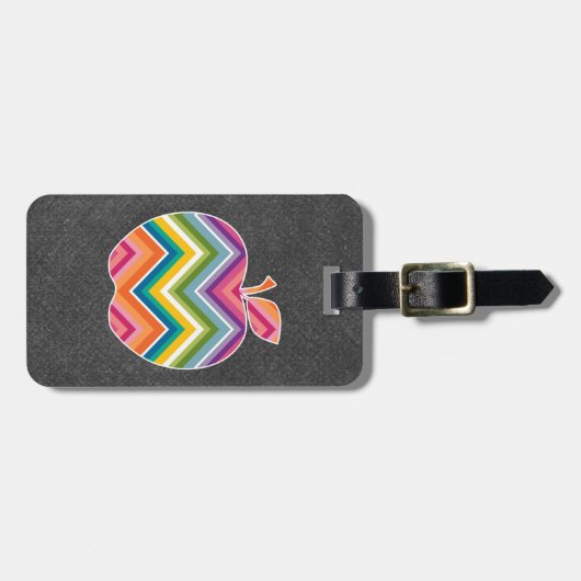 Étiquette À Bagage Pomme enseignant personnalisée avec Motif Chevron (Devant horizontal)