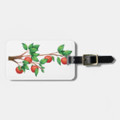 Étiquette À Bagage Pommier rouge Branche Fruit frais et Feuilles vert (Devant horizontal)