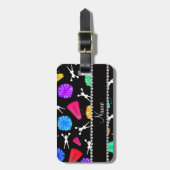 Étiquette À Bagage Pompons cheerleading noirs nommés faits sur (Devant Vertical)