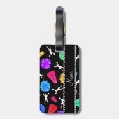 Étiquette À Bagage Pompons cheerleading noirs nommés faits sur (Dos Vertical)