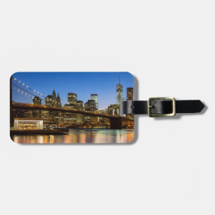 Étiquette À Bagage Pont de Manhattan et de Brooklyn au crépuscule