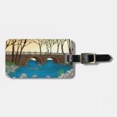 Étiquette À Bagage Pont Rustique En Pierre Sur Rivière Paysage nature (Devant horizontal)