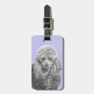Étiquette À Bagage Poodé Jouet miniature Argent gris bleu Chien Art