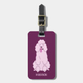 Étiquette À Bagage Poodé rose de texte personnalisé (Devant Vertical)