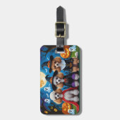 Étiquette À Bagage Poodle Chiens Citrouille Halloween drôle (Devant Vertical)