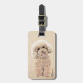Étiquette À Bagage Poodle Miniature Toy Apricot Crème Chien Brown Art (Devant Vertical)