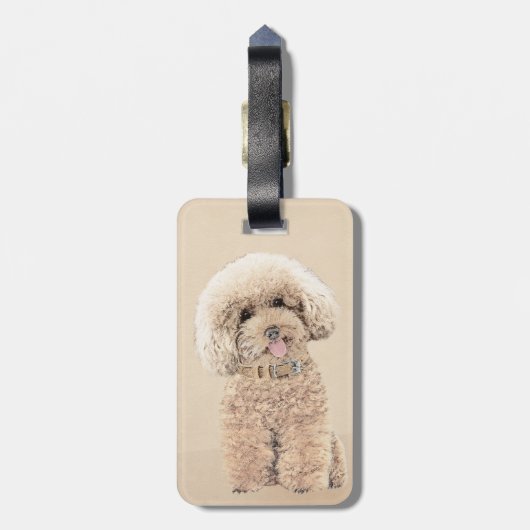 Étiquette À Bagage Poodle Miniature Toy Apricot Crème Chien Brown Art (Dos Vertical)