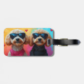 Étiquette À Bagage Poodle with Heart Roses Saint-Valentin (Dos horizontal)